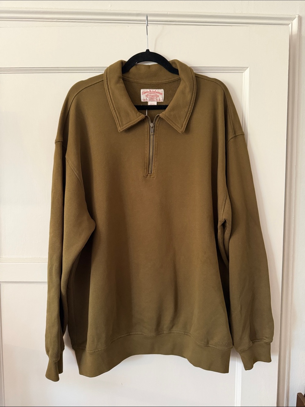 Filson Olive Zip-Up Collared Men's Sweater
